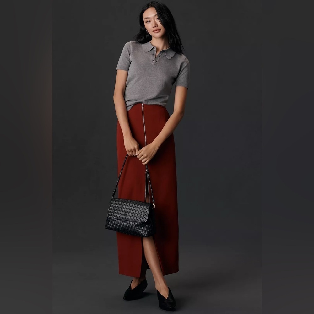 NWT! Anthropologie Maeve Zip-Front Column Midi Skirt - Multiple Sizes 🏀